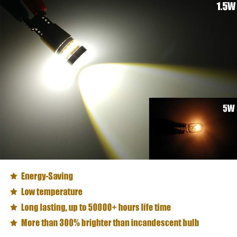 KISLED 12-24V Super Bright 194 912 921 168 175 2825 W5W T10 LED Bulbs with Projectors for Side Marker Cargo High Mount 3rd Brake Lights, Xenon White - Image 3